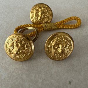 Vintage lot of 3 Waterbury and Vanguard military yellow gold plated buttons